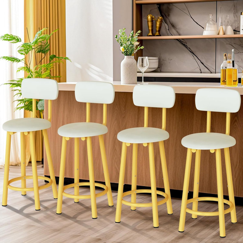 Tabouret de comptoir 24,6 po Sivansh, Or, Blanc