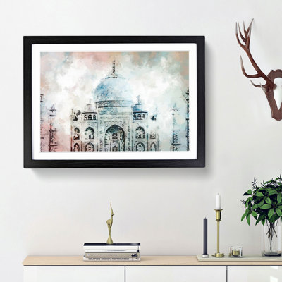 Colourful Taj Mahal in Agra India in Abstract - Picture Frame Graphic Art Print on MDF