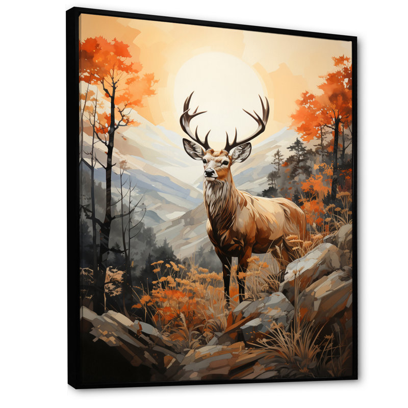 Mirach Deers Broan, paysage, H 32 po x l 24 po x P 1 po, Cadre flottant noir