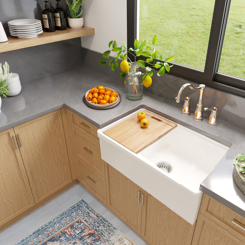 Évier en argile réfractaire à simple cuve avec planche à découper Nantucket Sinks