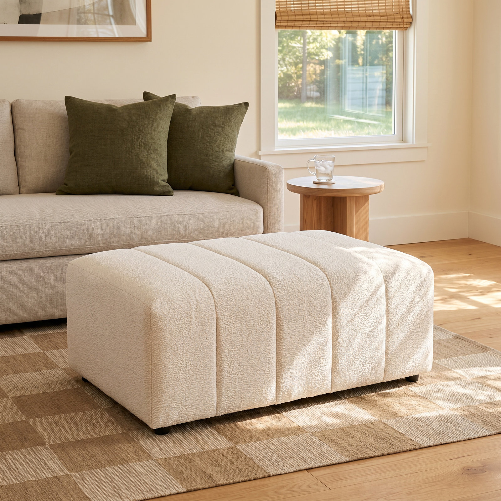 Bowry Upholstered Ottoman, Fayette Cloud