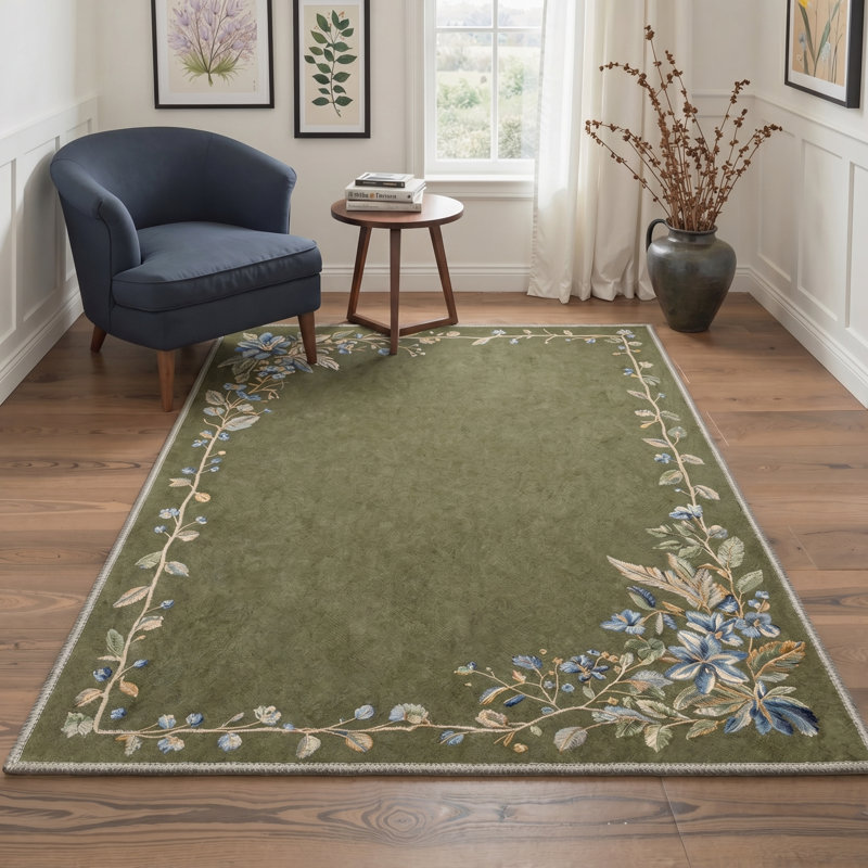 Tapis de jardin Bungalow Rose French Country, Tapis de couloir 2 pi x 6 pi