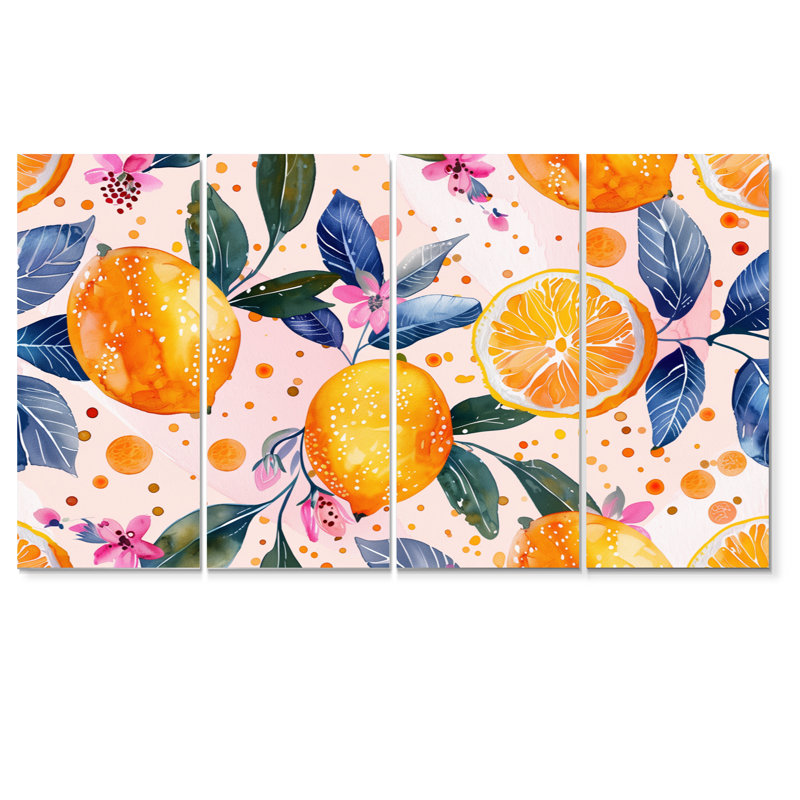 «Yellow Yellow Floral Orange Trees II», ensemble de reproductions d'art mural, H 28 po x l 48 po