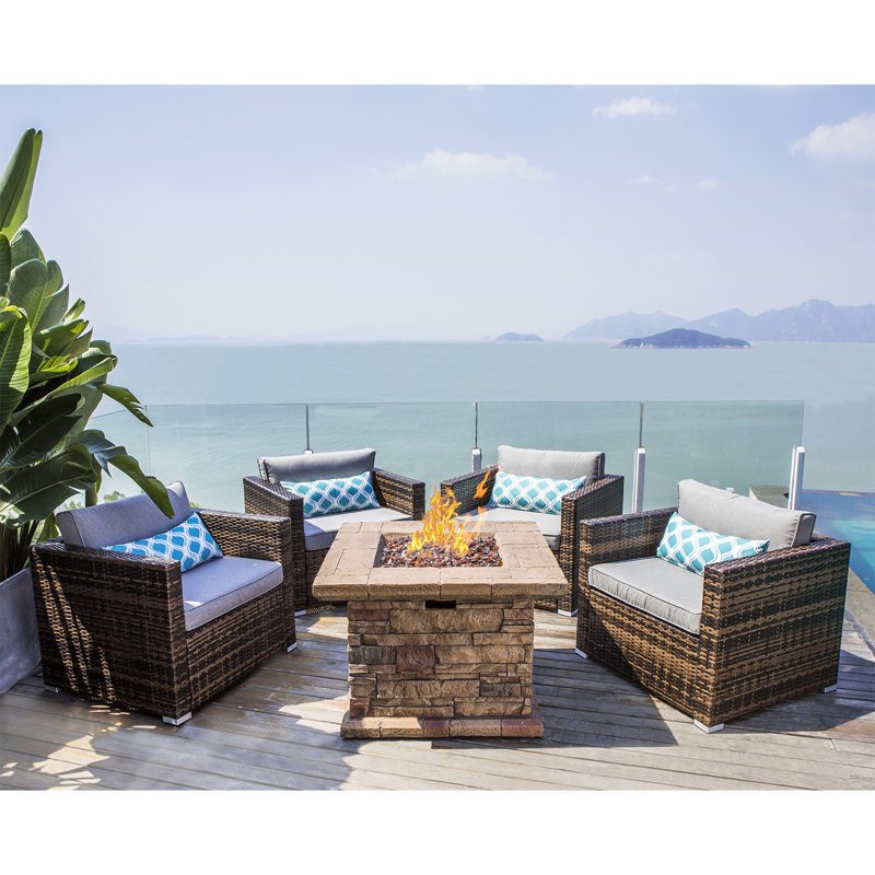 Eddahbi 4 - Person Patio Conversation Set with Cushions