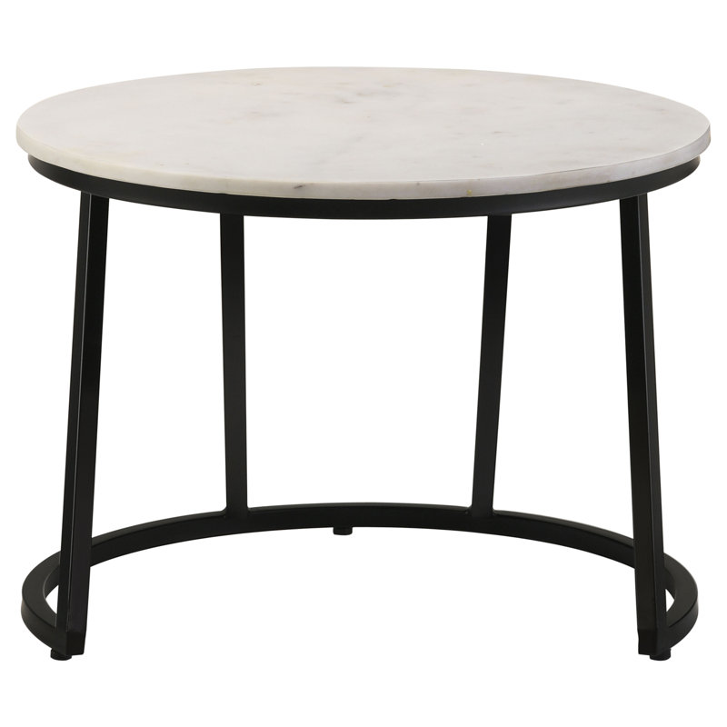 Table d'appoint ronde Mahue avec plateau en marbre blanc et noir