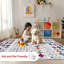 Tapis marocain clair tissé à la machine ivoire, beige, gris, bleu, orange et magenta Clair-446714707
