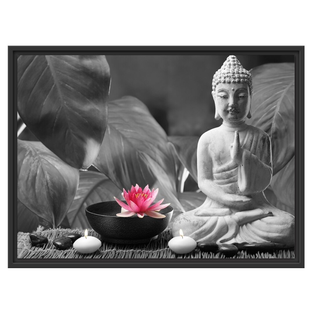 Gerahmtes Wandbild Buddha mit Seerose