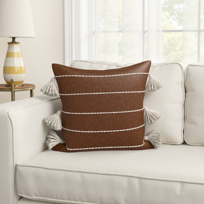 Cervos Striped Feather Reversible Throw Pillow