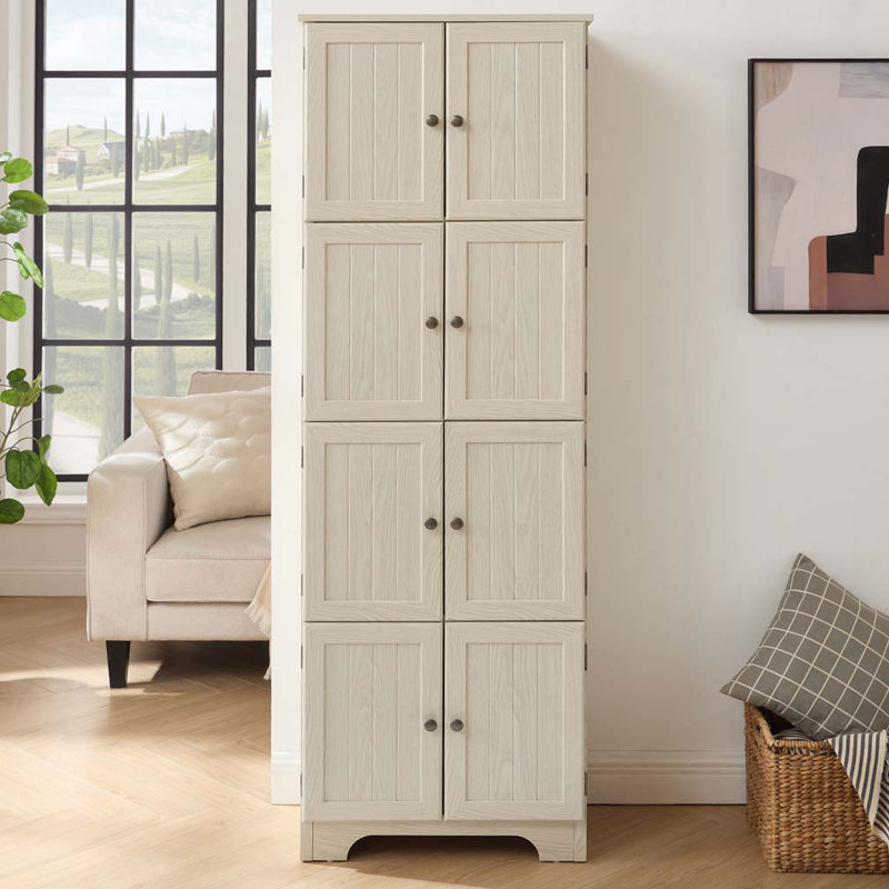Armoire de rangement haute 72,4 "avec 8 portes et 4 tablettes, Beige