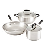 KitchenAid Stainless Steel Cookware Pots and Pans Set, 5 Piece, Brushed Stainless Steel