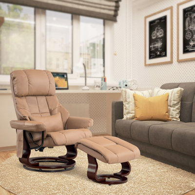Fauteuil inclinable avec massage vibratoire et coussin lombaire amovible Huttonsville, pivotant sur 360 degrés