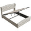 UK & EU Sizes Velvet Ottoman Bed Frame with Hydraulic Gas Lift Storage, Diamond Tufted Wave Wingback Upholstered Platform Bed with Nailhead Trim, Grey/Beige-1009598060-1009598061