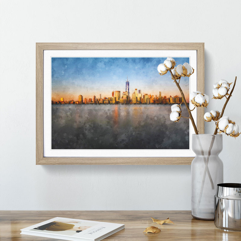 The New York Skyline - Framed Print, Oak Framed, 45cm H x 63cm W x 2cm D