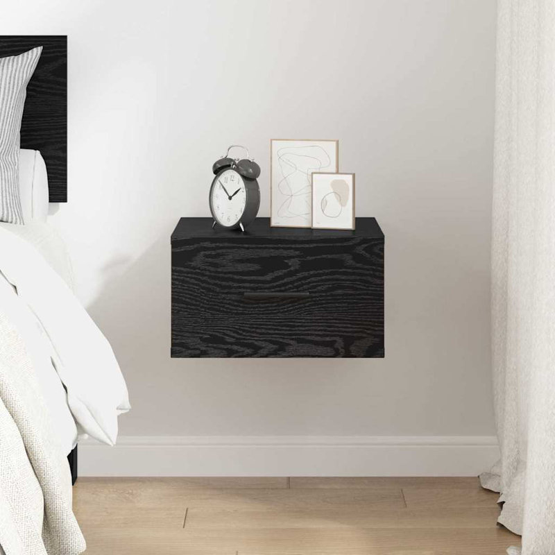 35cm W Manufactured Wood Bedside Table, Black Oak