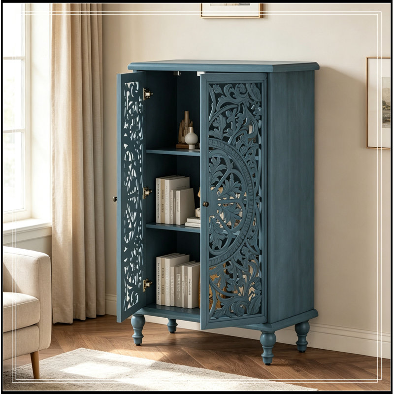 Armoire avec portes sculptées creuses, Antique Blue