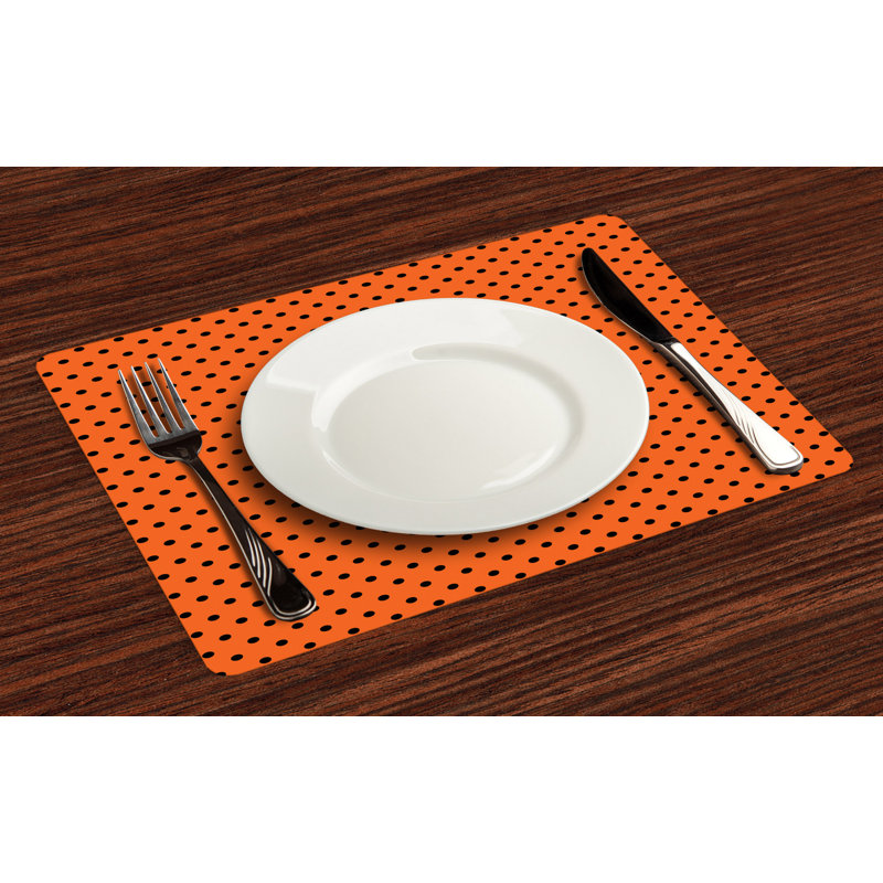 Polyester Polka Dots Rectangle Placemat, Orange