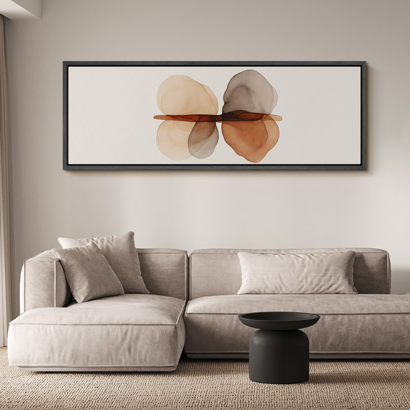 Large Framed Canvas Print Wall Art - Neutral Abstract Print for Minimalist Modern Wall Decor, 20" H x 60" W, Black