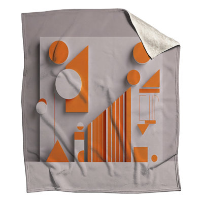Orange White Shapes Blankets