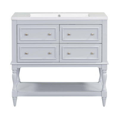 Armoire de salle de bain avec lavabo en résine et 4 tiroirs