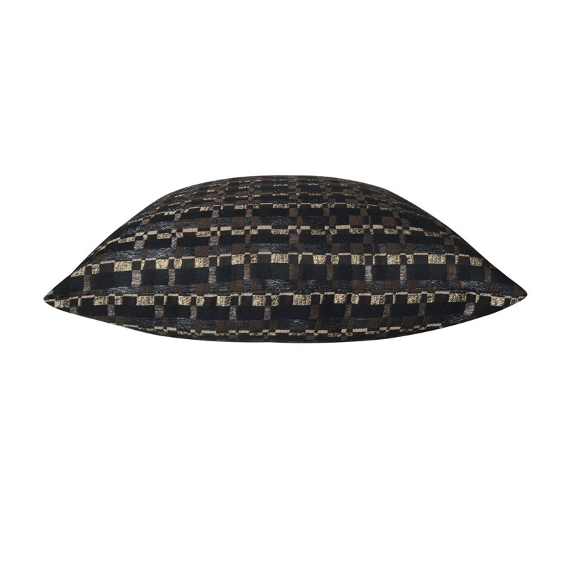 Coussin décoratif en polyester avec motif jacquard Cloudy, Black Geometric