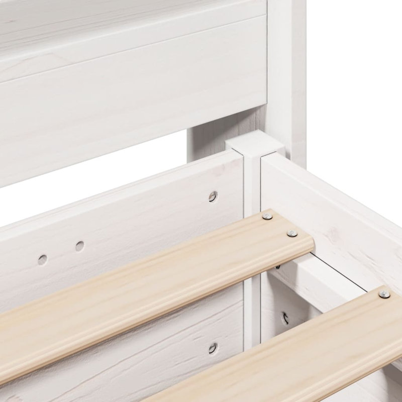 Pawlonka Solid Wood Storage Bed, 82cm H x 218cm W x 160cm D, White