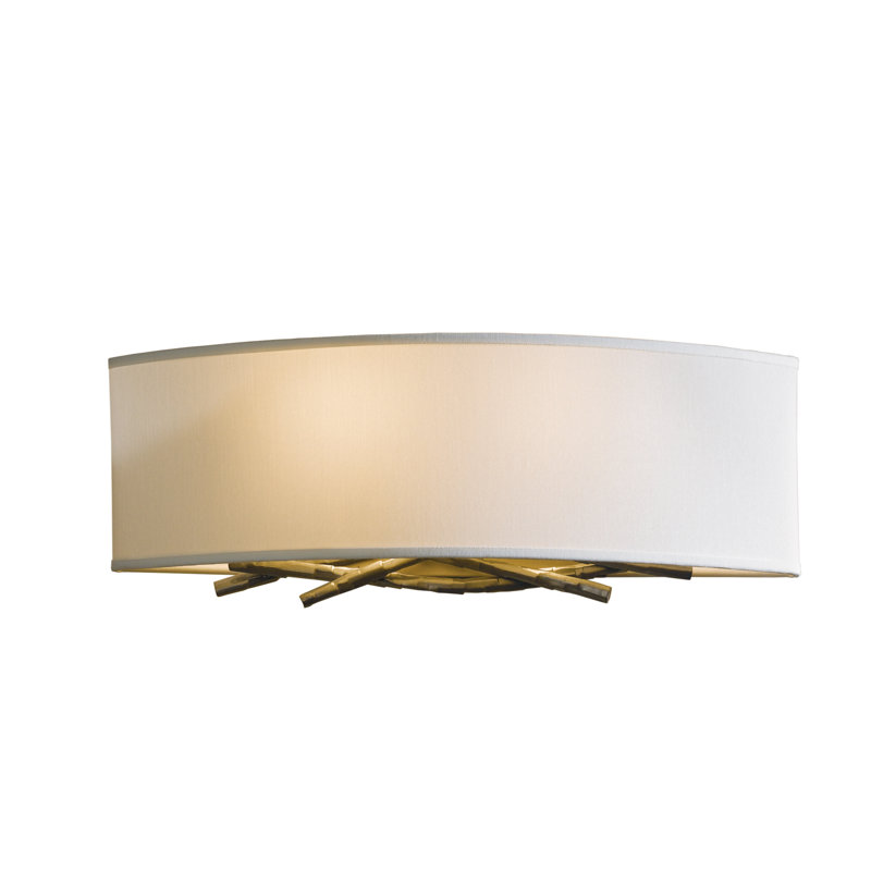 Brindille 2 - Light Flush Mounted Sconce, Natural Anna Shade, Dark Smoke