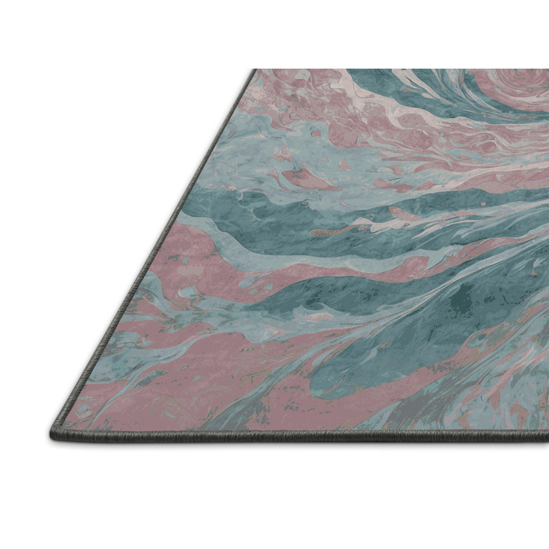 Tapis rose soyeux et moelleux, Rectangulaire 3 pi x 5 pi
