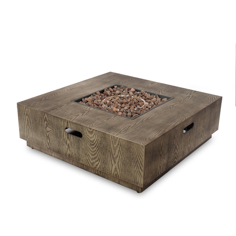 Wellington Square Iron Wood Pattern Fire Pit - 50,000 BTU Outdoor Heating And Ambiance Solution