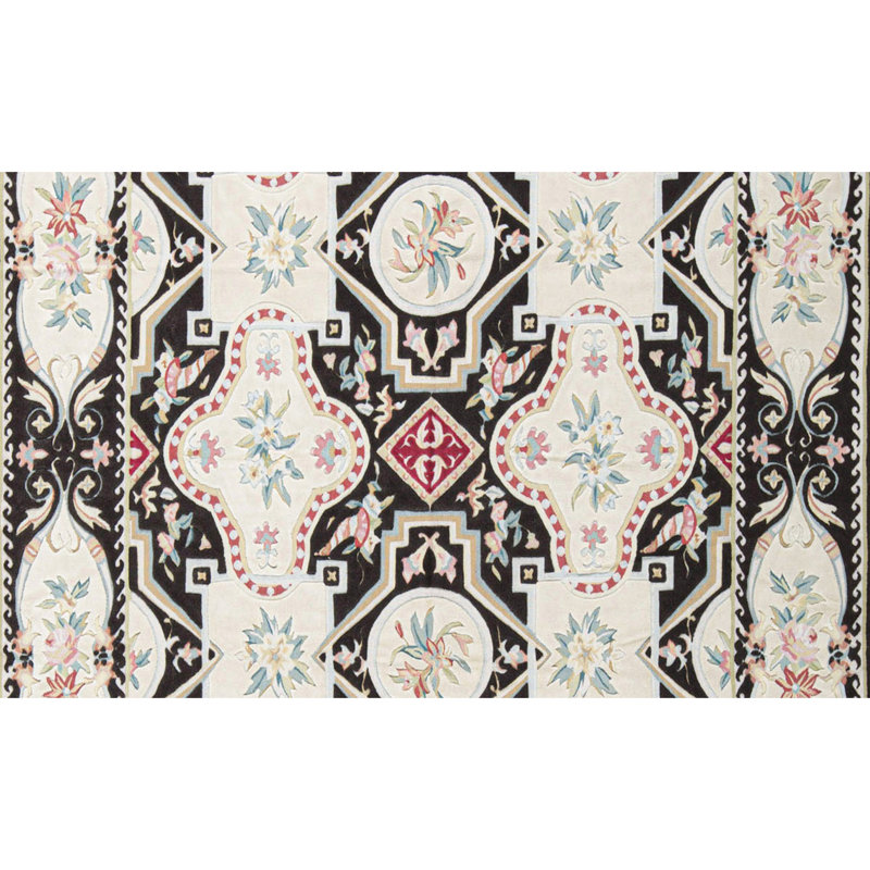 Hand-Knotted High-Quality Ivory and Brown Area Rug