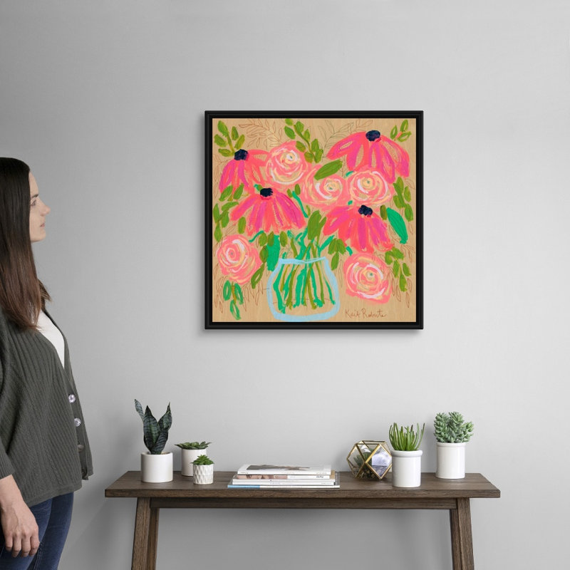 Reproduction d’art sur toile, "from me to you" par Kait Roberts, H 26 po x l 26 po x P 1,75 po, Cadre noir
