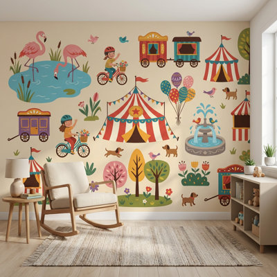 Adhésif mural fantaisiste rétro