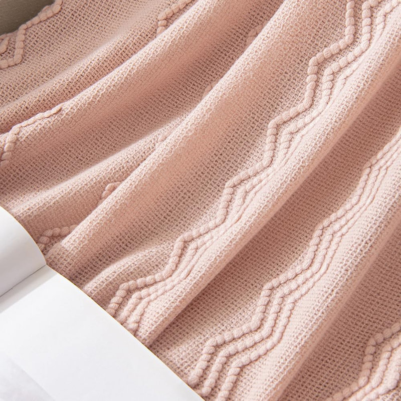 Jeté tricoté doux pour canapé et canapé, Rose