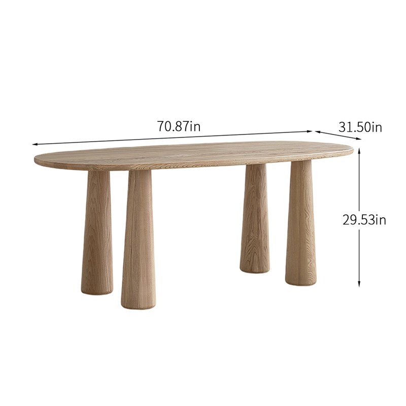 Oval Solid Wood Dining Table, 31.5" W x 70.87" L