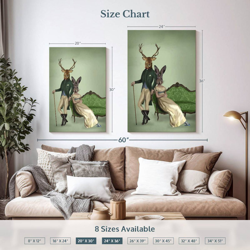 Ketti Mr. Deer And Mrs. Rabbit I, 36" H x 24" W