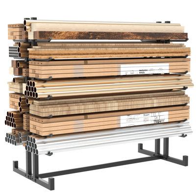 7-Tier Steel Horizontal Storage Rack,Detachable Lumber Storage Rack,Load 2000 Lbs Heavy Adjustable Pipe Rack Lumber Organizer Shelf for Garage Workshop Shed Basement