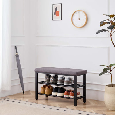 Modern Entryway Shoe Bench With Cushion, Storage, And Space-Saving Design For Living Room, Bedroom, Hallway