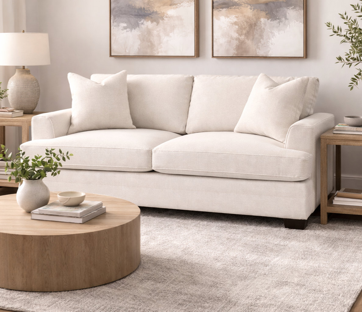 Edan Upholstered Sofa, Canvas Flax Sunbrella® Canvas