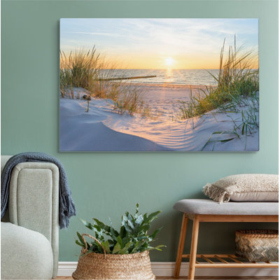 Leinwandbild Meer, Strand, Dünen und Sonne