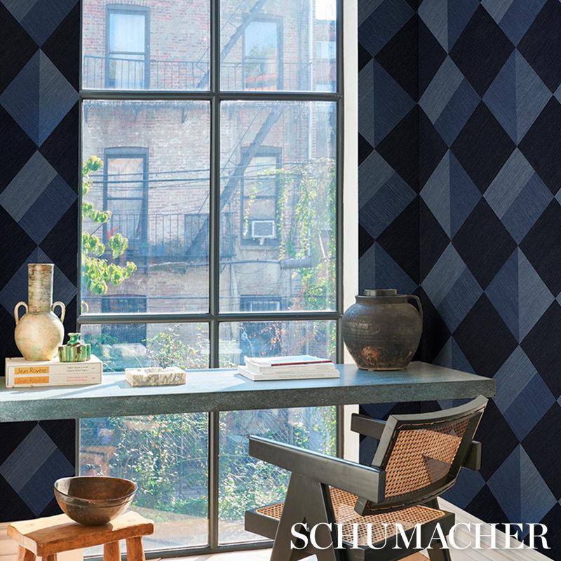 Schumacher X Backdrop Maestro Wallpaper, Blue