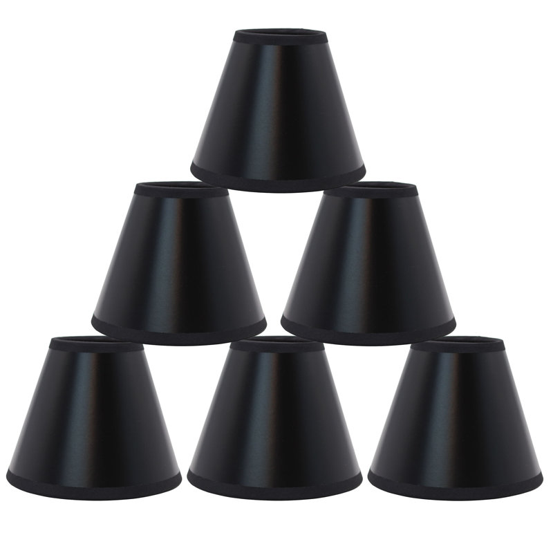 Abat-jour de lustre rigide, haut de 3 po, bas de 4 po, papier noir, ensemble de 6 pinces pour flamme, 4" H x 4" W x 3" D