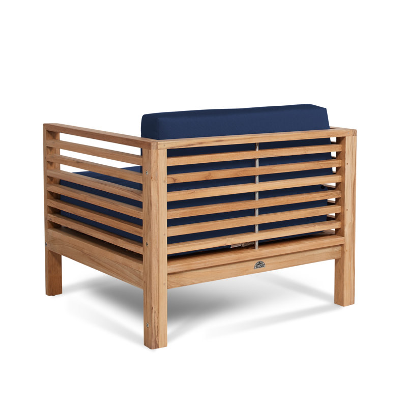 Summer Patio Chair with Cushions, Navy, Natural Sanded