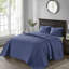 Literie bleu marine - Couvre-lit en tissu de coton prélavé réversible et rembourrage doux facile à entretenir