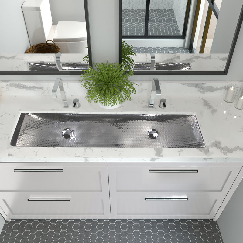 Stainless Steel Double Trough Undermount Bathroom Sink