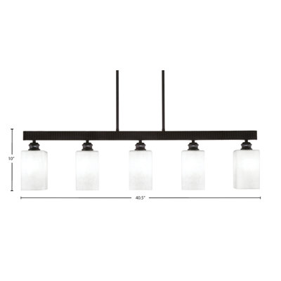 Barre d'éclairage 5 lumières Edge avec verre carré blanc en mousseline 4 po