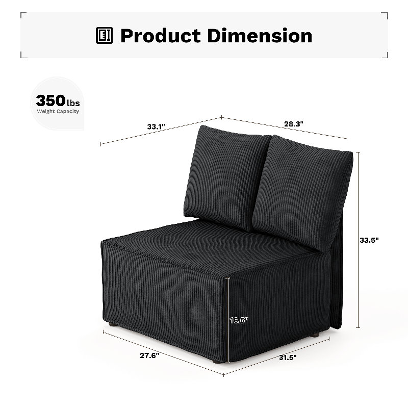 Fauteuil d'appoint modulaire Bennett, Noir