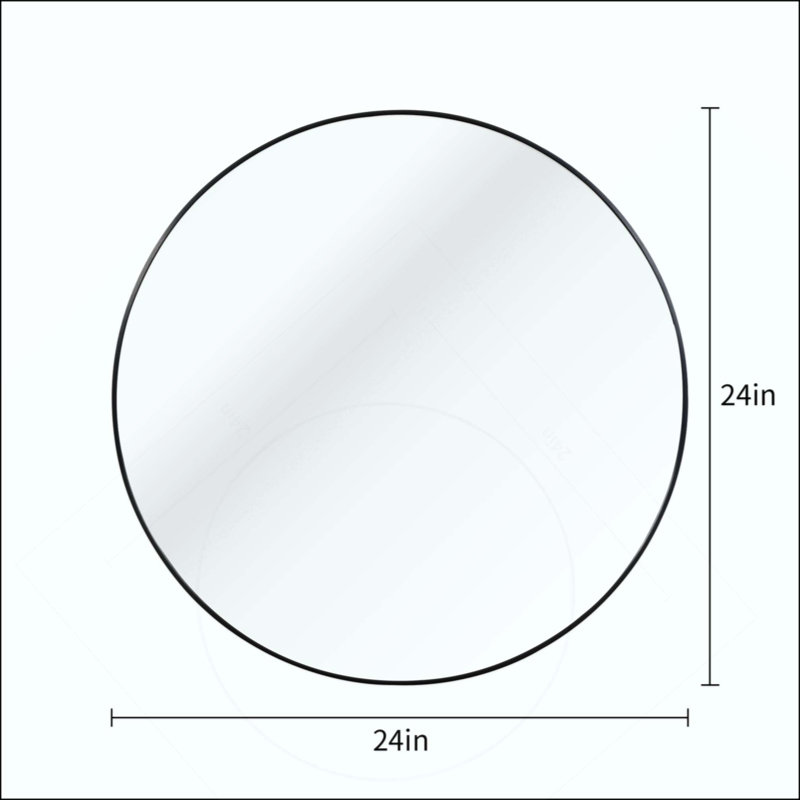 Miroir mural pour salle de bain, 24 po x 24 po, Noir