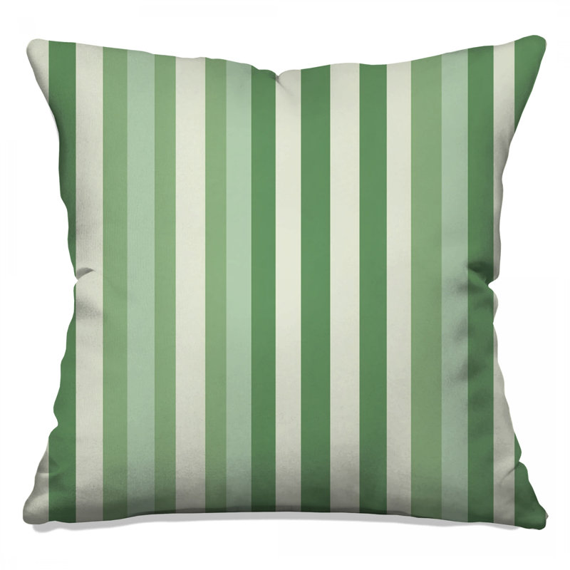 Green Stripes Throw Pillow, Pattern Double Sided Pillows, 14 x 14 inches
