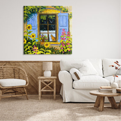 «Stupell Industries Cat in Garden Window», art mural sur toile par Robin Altman