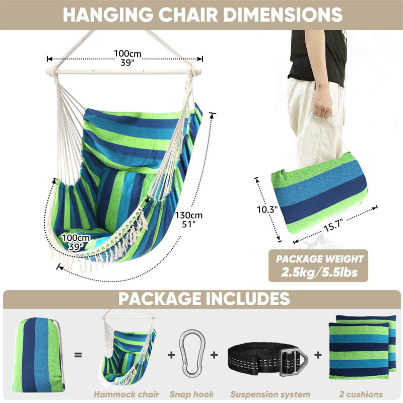 Cannell Swing Chair, Blue/Green