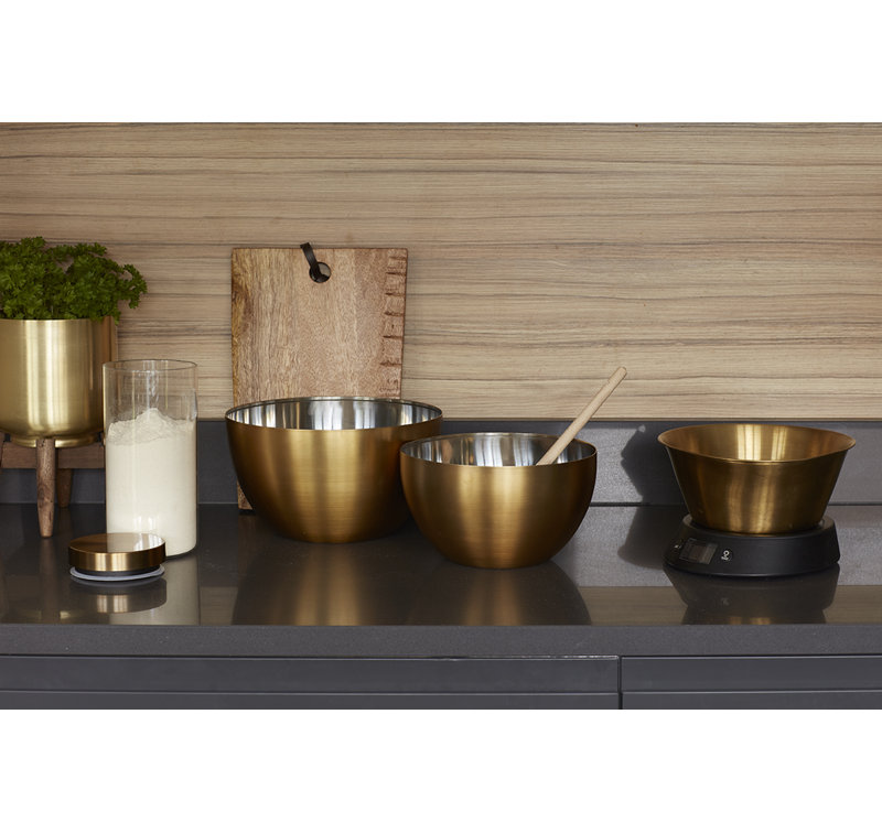 MasterClass Stainless Steel Brass Finish Mixing Bowl, 21 cm